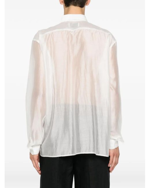 Camisa Semitranslúcida De Manga Larga MARSĒM de hombre de color White