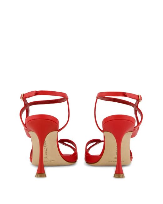 Manolo Blahnik Red 90Mm Elfajrsan Sandals
