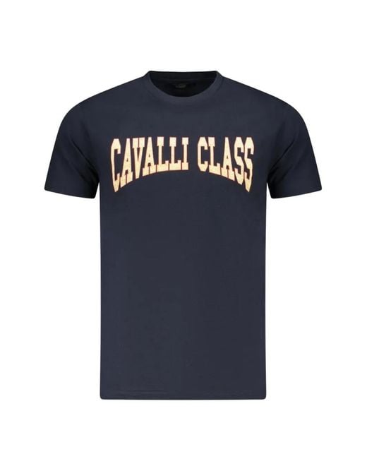 Roberto Cavalli Blue T-Shirt À Logo Imprimé for men