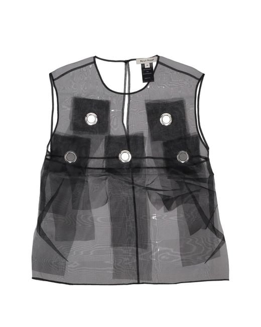 MERYLL ROGGE Black Eyelets Fringes Top