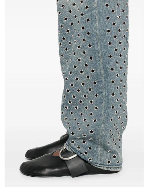 Golden Goose Deluxe Brand Blue Journey W's Pant Kim Sand Wash All Over Eyelet