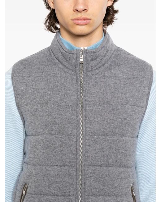 N.Peal Cashmere Gray Mall Zipped Vest for men