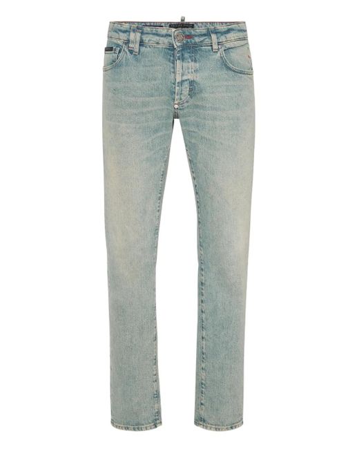 Philipp Plein Blue Logo-Patch Jeans for men