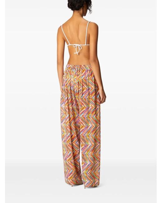 Missoni Multicolor Printed Cotton And Silk Blend Trousers With Drawstring