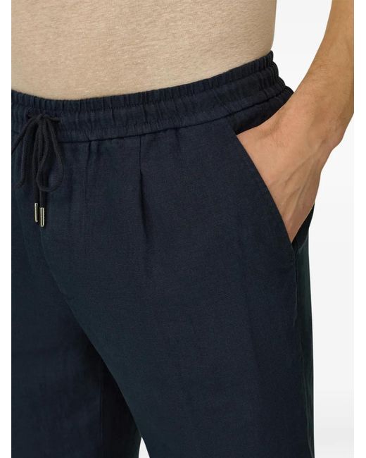 Boggi Blue Drawstring Linen Trousers for men