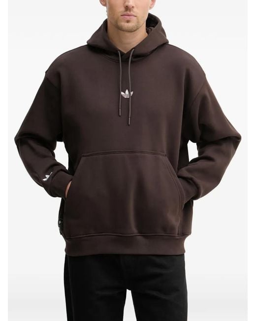 Adidas Black Trefoil Graphic-Print Hoodie for men