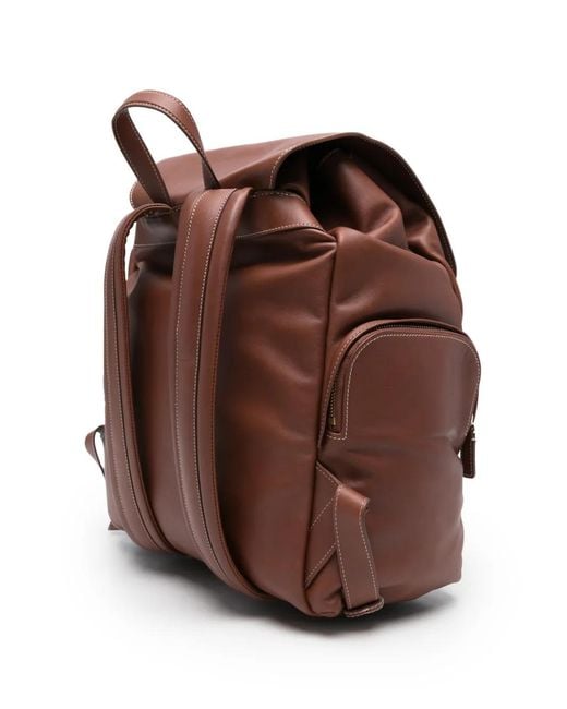 Eleventy Brown Leather Backpack for men