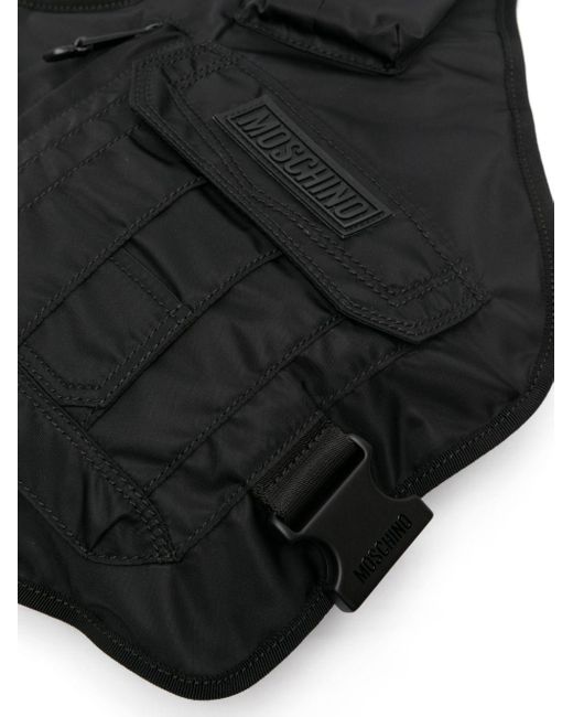 Moschino Black Logo-patch Coated Messenger Bag for men