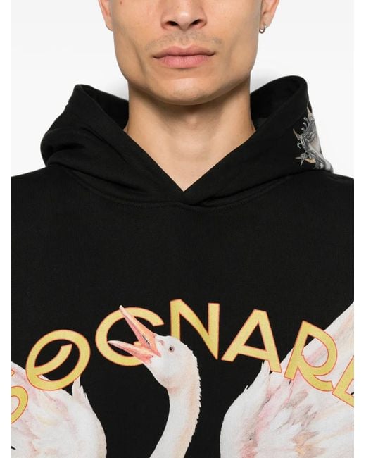 PDF Black Graphic-Print Hoodie for men