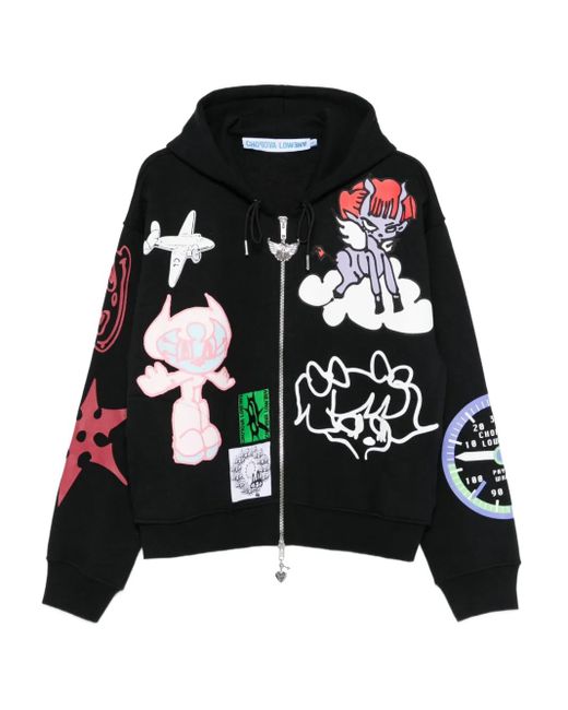 Chopova Lowena Black Flying High Graphic-Print Zip-Up Hoodie
