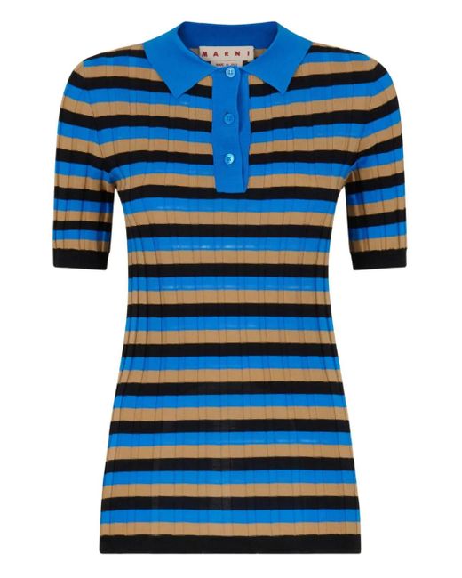 Polo À Rayures Marni en coloris Blue