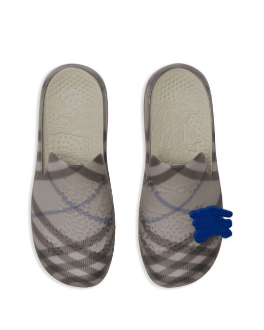 Burberry White Stingray Checked-lining Slippers