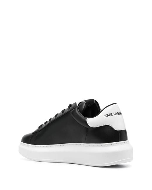 Karl Lagerfeld Black Logo-Appliqué Leather Sneakers for men