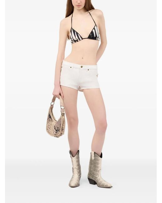 Roberto Cavalli White Cotton Denim Shorts