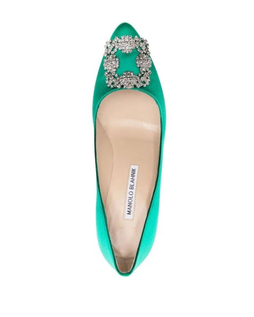 Manolo Blahnik Green Hangisi 70Mm Embellished Pumps