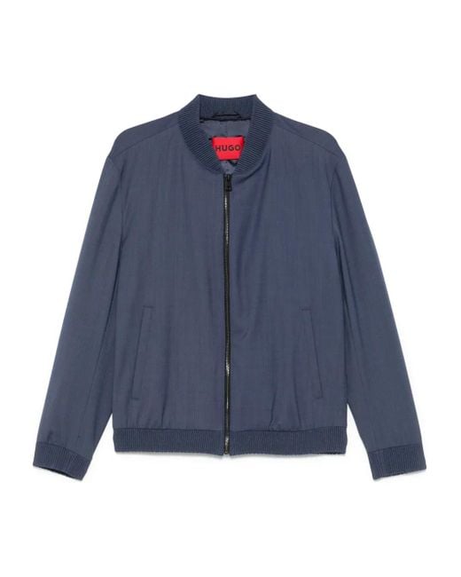 Boss Blue Zip-Up Bomber Jacket for men