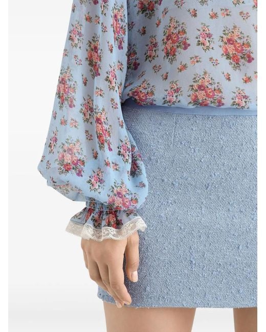 Dolce & Gabbana Blue Floral-Print Blouse