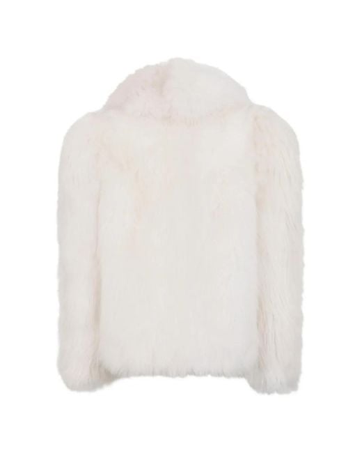 DSquared² White Long-Haired Shearling Coat