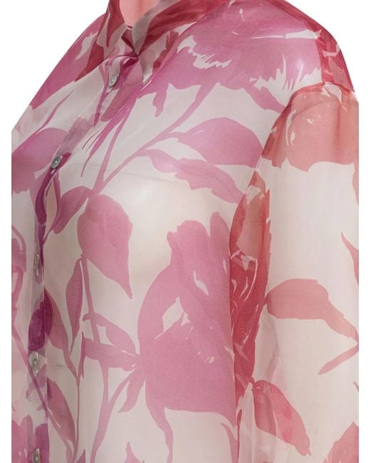 SLEEP NO MORE Pink Seidenbluse mit Blumen-Print