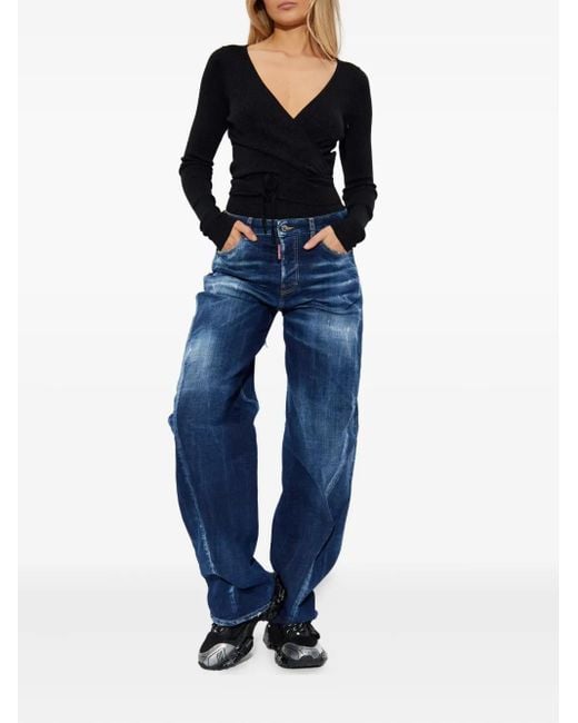 DSquared² Black Lurex Wrapped Top