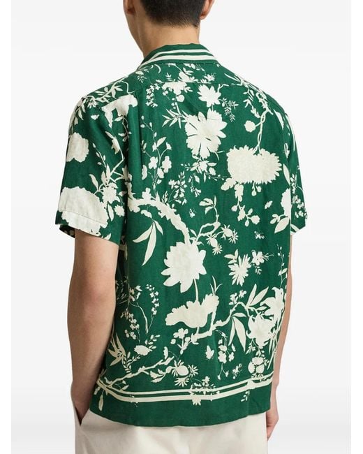 Polo Ralph Lauren Green Wimbledon Floral-Print Striped Shirt for men