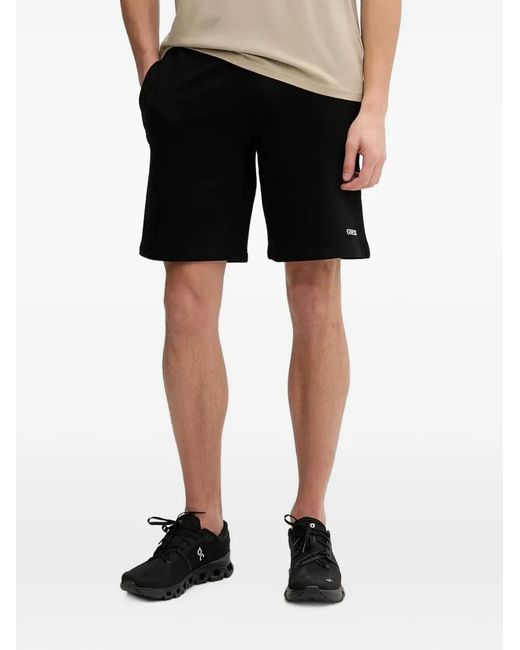 Guess Black Logo-Plaque Drawstring Shorts for men
