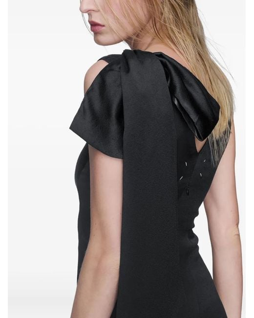 Maison Margiela Black Bow-Detail V-Neck Maxi Dress