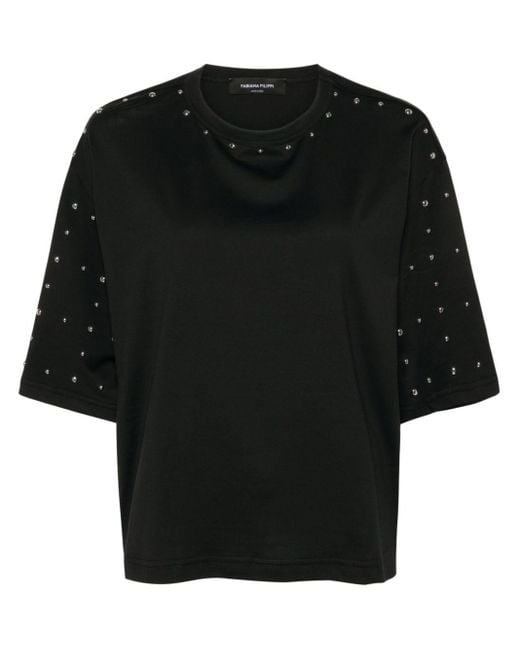 Fabiana Filippi Black Stud-embellished T-shirt
