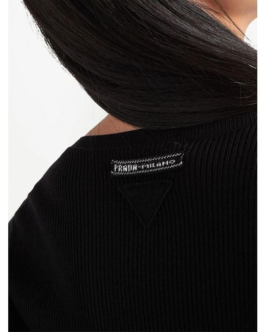 Prada Ribgebreid Vest in het Black