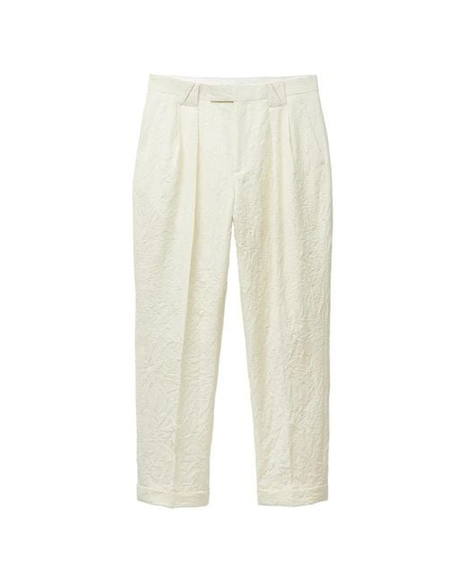 Versace White Wool Creased Formal Pants for men
