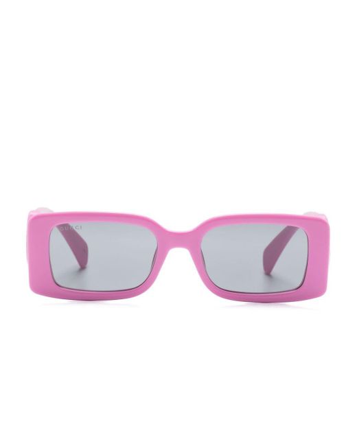 Gucci Pink Eckige Sonnenbrille mit GG