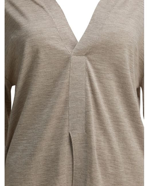 Sa Su Phi Brown V-Neck Cashmere-Blend Sweater
