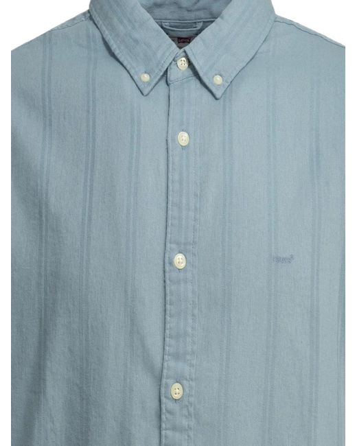Levi's Blue Vertical-Stripe Button-Down Shirt for men