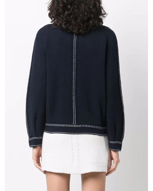 Barrie Black Contrasting-Stitch Jumper