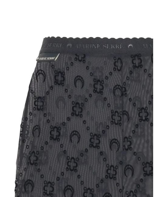 MARINE SERRE Gray Flock-Print Mesh Shorts