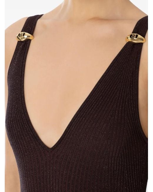 Abito Con Scollo A V di Elisabetta Franchi in Purple