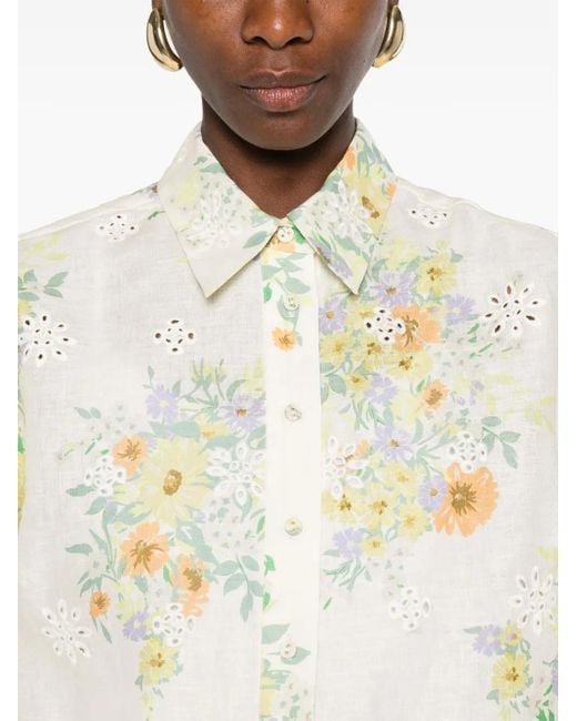 ALÉMAIS White Floral-Print Shirt