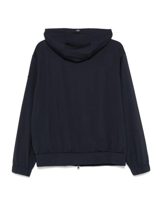 Herno Blue Logo-Patch Hoodie for men