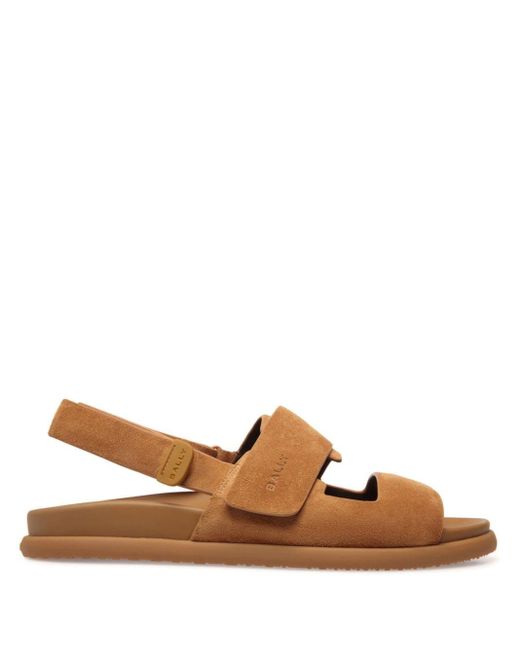 Bally Brown Newport Suede Touch-strap Sandals for men