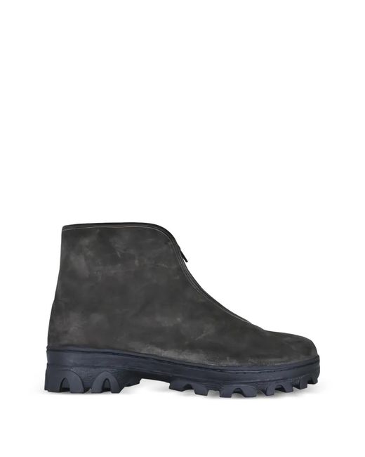 Reproduction Of Found Black Front-Zip Suede Ankle Boots for men
