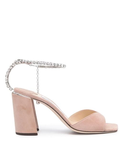 Jimmy Choo Pink Saeda 85Mm Suede Sandals