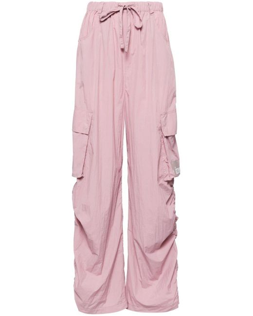 Izzue Pink Draped High-Waisted Cargo Trousers