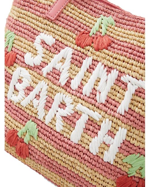 Sac Porté Épaule City À Rayures Cerise En Raphia Mc2 Saint Barth en coloris Pink