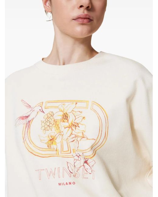 Twinset White Hummingbird-Print Sweatshirt