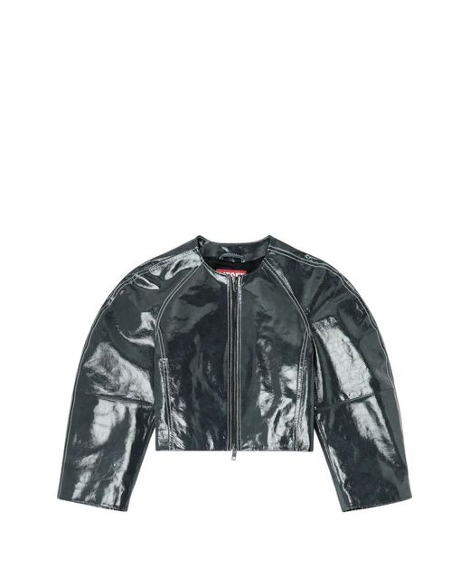 DIESEL Gray Zip-Up Cropped Jacket