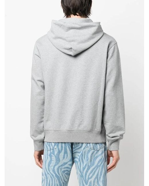 Off-White c/o Virgil Abloh Gray Logo-Embroidered Organic Cotton Hoodie for men