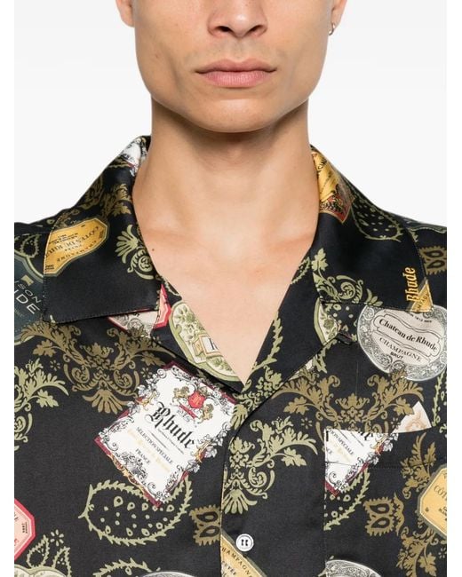 Rhude Gray Vin Bandana Print Button-Up Shirt for men