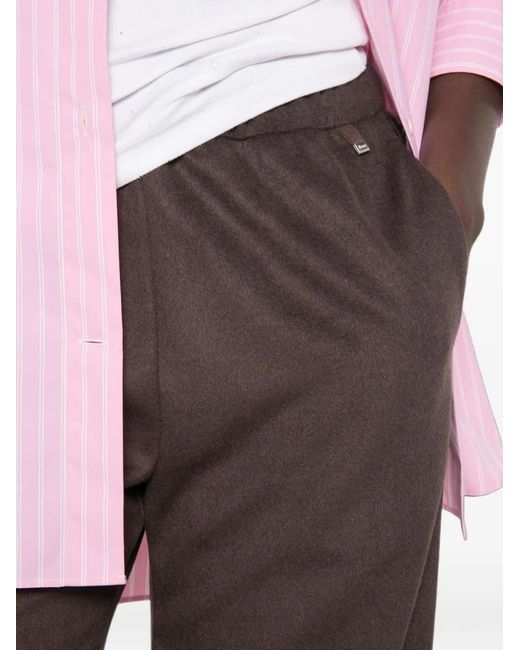 Herno Brown Elasticated-Waistband Wide-Leg Trousers