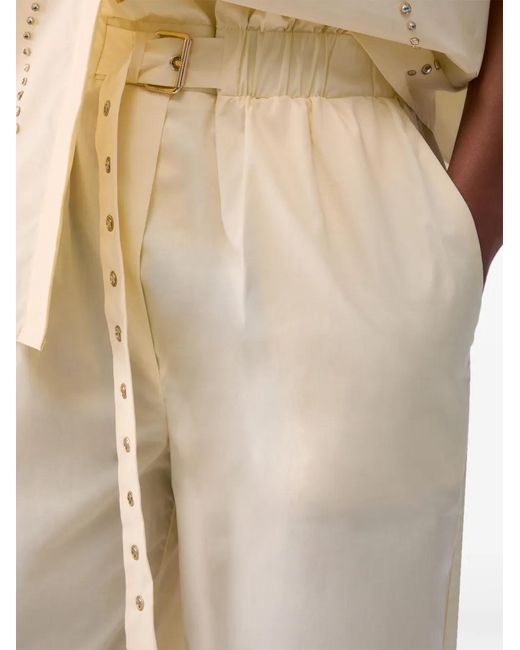 Liu Jo White High-Rise Cotton Trousers
