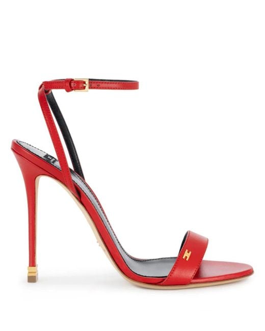 Elisabetta Franchi Red 105Mm Étoile Nappa Leather Sandals